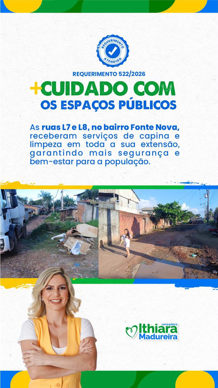 Requerimento nº 522/2026 é atendido e garante melhorias para o bairro Fonte Nova